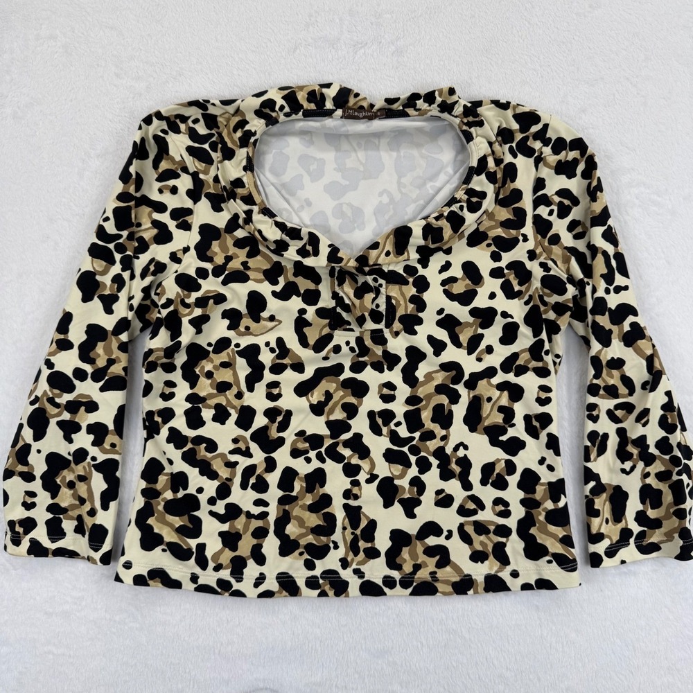 J. McLaughlin Catalina Cloth Animal Print 3/4‎ Sleeve Top S Leopard Print Blouse